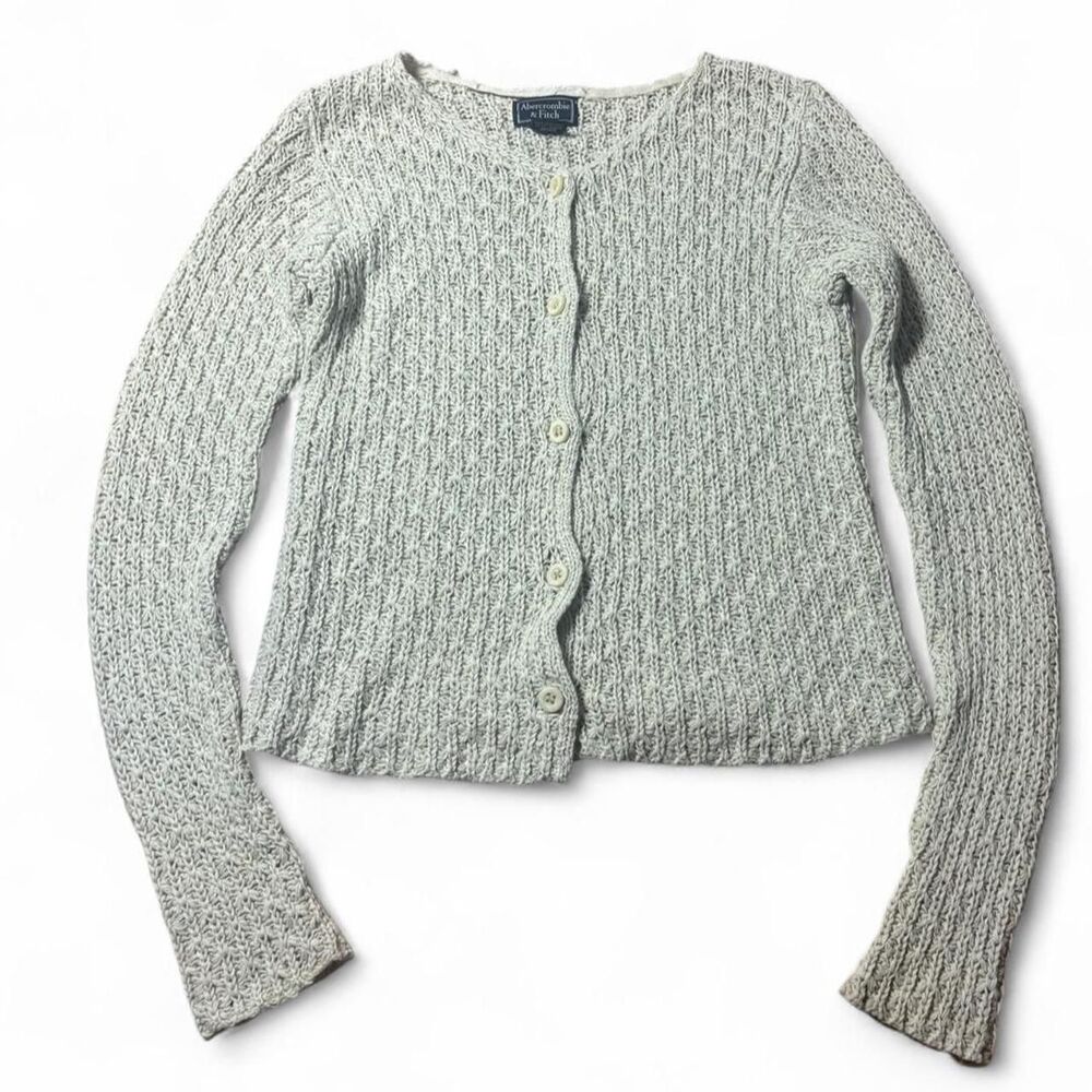 Abercrombie-fitch Women's Grey and Cream Cardigan